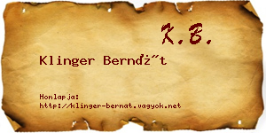 Klinger Bernát névjegykártya